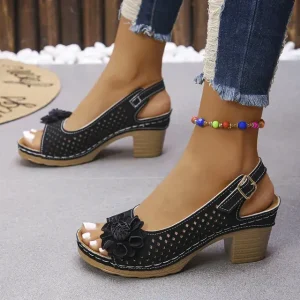 🔥best seller last day sale 60% off🔥 buckled square heel sandals for women