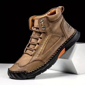men's comfortable handmade leather boots – waterproof, arch support, pressure relief, spacious toe box outdoor leather shoes