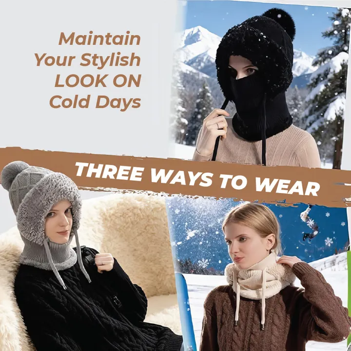 đchristmas sale 50% offâď¸womenâs thermal knit hood â fleece lined winter hat, neck warmer & face cover combo đchristmas sale 50% offâď¸womenâs thermal knit hood â fleece lined winter hat, neck warmer & face cover combo