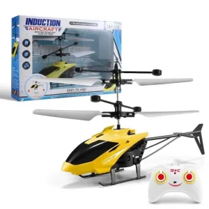 rechargeable induction rc helicopter with led light – floating sensor, durable & easy to fly