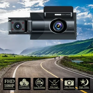 🔥 best seller | 1080p triple lens wifi dash cam – 3 channel car camera with mobile app connection
