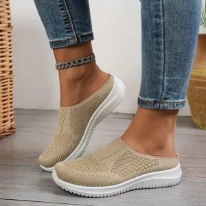 women’s breathable knit slip on walking shoes