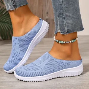 women’s breathable knit slip on walking shoes