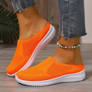 women’s breathable knit slip on walking shoes