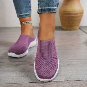 women’s breathable knit slip on walking shoes