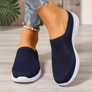 women’s breathable knit slip on walking shoes