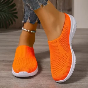 women’s breathable knit slip on walking shoes