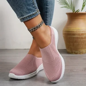 women’s breathable knit slip on walking shoes