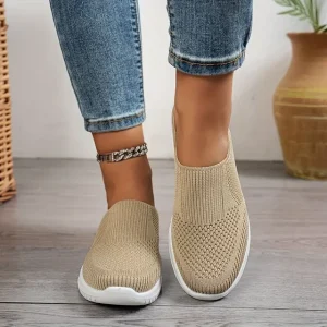 women’s breathable knit slip on walking shoes