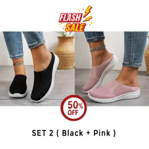 women’s breathable knit slip on walking shoes