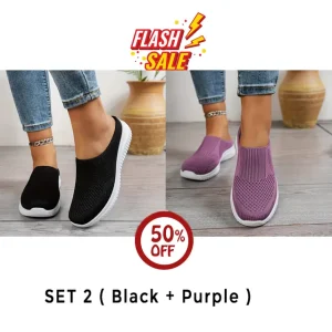 women’s breathable knit slip on walking shoes