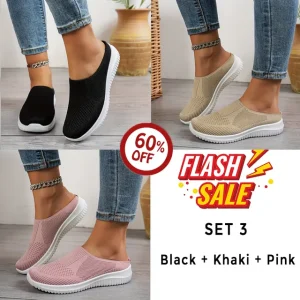 women’s breathable knit slip on walking shoes