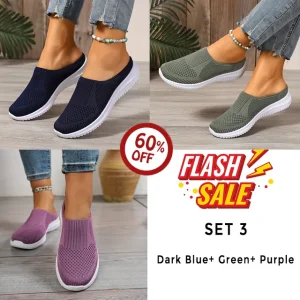 women’s breathable knit slip on walking shoes